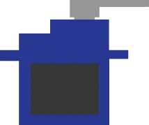 Component Servo motor - It is able to produce a rotary movement and take a stable position at a specific angle. It has a range opening that goes from 0 to 180 degrees.